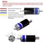 CM36-3650 Reduction Geared Motor,Brushless DC Motor Mechanical Parts Metal Gear High Torsion Low-Noise Wear-Resistant 12V 36MM Mini DC Motor High Torque Gear (1600RPM)