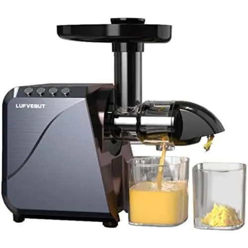 Cold Press Juicer Extractor with Overheating Protection, Masticating Slow Juicer for Fruits and Vegetables, Easy to Assemble and Clean, Quiet Motor & Reverse Function Electric Juicer Extractor