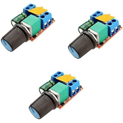 HiLetgo 3pcs DC Motor PWM Speed Controller 3V 6V 12V 24V 35V Speed Control Switch Mini LED Dimmer DC 3V-35V 5A 90W