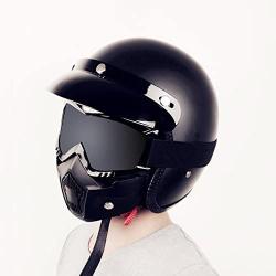 Motorcycle Helmet Riding Goggles Glasses With Removable Face Mask,Detachable Fog-proof Warm Goggles Mouth Filter Adjustable Non-slip Strap Vintage Bullet Fight Motocross (black)