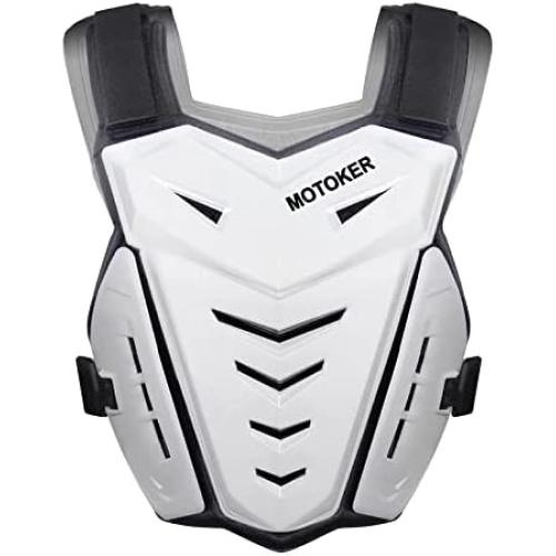 MOTOKER Adult Youth Motocross Chest Protector Riding Armor Vest Dirt Bike Back Protector Motorcycle Racing (White)