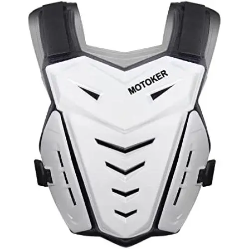 MOTOKER Adult Youth Motocross Chest Protector Riding Armor Vest Dirt Bike Back Protector Motorcycle Racing (White)