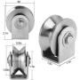 ZIQI 2 Inch Pulley Block V Type 304 Stainless Steel Pulley Roller, Duplex Bearing Super Silent Heavy Duty V Grooved Wheel Loading 660lb/300 Kg for Material Handling and Moving - 2 Pack