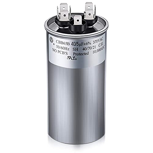 Condensateur à double action CBB65B 40/5 µF ±6% 370/440 VAC, UL Listing pour Condenseurs de Démarrage de Moteur, Remplacement pour Climatiseurs Évaporatifs ou de Compression Condensateur à double action CBB65B 40/5 µF ±6% 370/440 VAC, UL Listing pour Condenseurs de Démarrage de Moteur, Remplacement pour Climatiseurs Évaporatifs ou de Compression