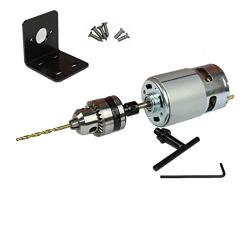 Abovehill 775 DC Motor Set 12V-24V 6000-12000RPM Ball Bearing Motor for Electrical Tools +Motor Bracket +Drill Chuck+Bushing+4mm Drill