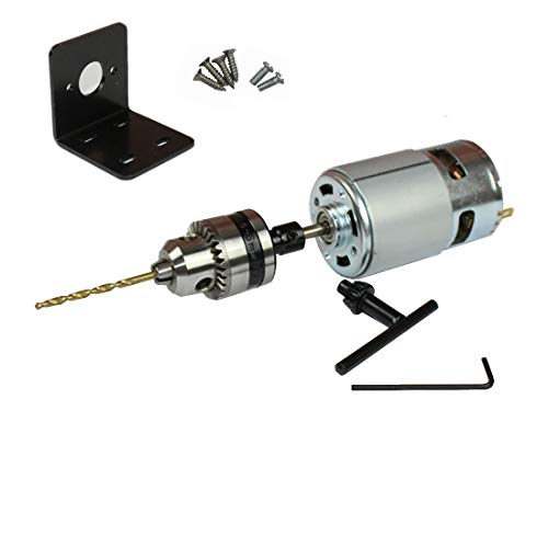 Abovehill 775 DC Motor Set 12V-24V 6000-12000RPM Ball Bearing Motor for Electrical Tools +Motor Bracket +Drill Chuck+Bushing+4mm Drill