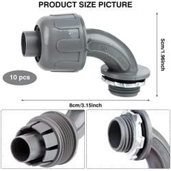 IYSHOUGONG 20PCS Liquid Tight Connector 1/2 Inch 90 Degree Flexible Conduit Liquid Tight Connector Non Metallic Electrical Conduit Connector Fitting Electrical PVC Conduit Fittings UL Listed