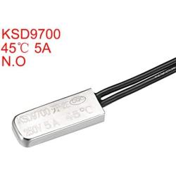 uxcell KSD9700 Thermostat, 45°C Normally Open Temperature Switch Thermal Switch, N.O 5A Metal Temperature Controller 2pcs