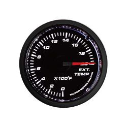 MOTOR METER RACING Universal Exhaust Gas Temperature EGT Gauge Kit Includes EGT Probe - 2000 F Pyrometer - Analog - White LED - 2-1/16