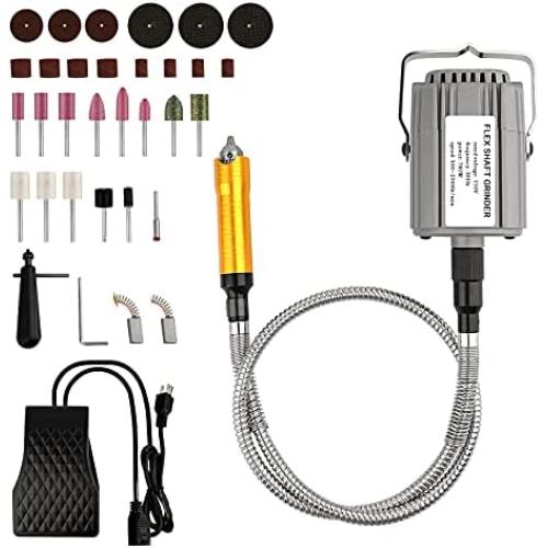 ATOLS 780W Flex Shaft Rotary Tool Electric Hanging Grinder Carver,Electric Multi-function Metalworking Tools Repair Kit,Foot Pedal Control,Metal Flexible Shaft,Suitable for Carving, Buffing, 23000 RPM