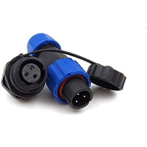 SD13 3pin Waterproof Power Connector, LED Power Cable Wire Connector Kit, IP68 Aviation Plug(Male)-Socket(Female) Connector Set (3PIN, Panel Mount)