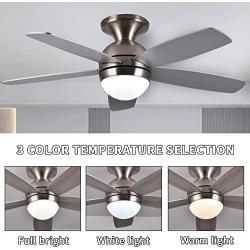 Ceiling Fans with Lights Remote Control, 52 Inch Indoor Ceiling Fan for Living Room Bedroom Home, Modern Rustic Ceiling Fan with 5 Blades, Reversible Motor, 2 Timers, 6 Speed (Silver)