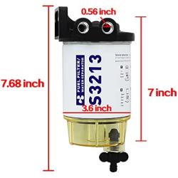 S3213 Fuel Water Separator Marine Kit, 10 Micron Filter Effect is Suitable for 3/8 Inch Npt Outboard Motor Mercury 35-60494-1, 18-7932-1, 18-17928, 35-809097