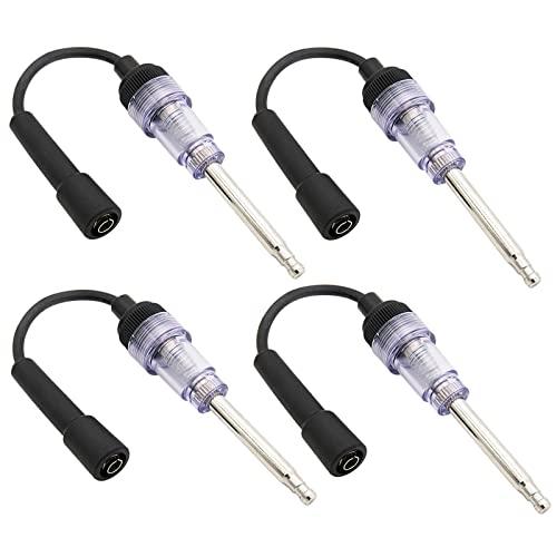 Inline Spark Plug Tester, Plug Engine Ignition Tester for Automotive, Car, Lawnmower, Small Motor Vehicles Engines - Coil/Armature Diagnostic Detector Tool Spark Plug Tester (4 pcs)