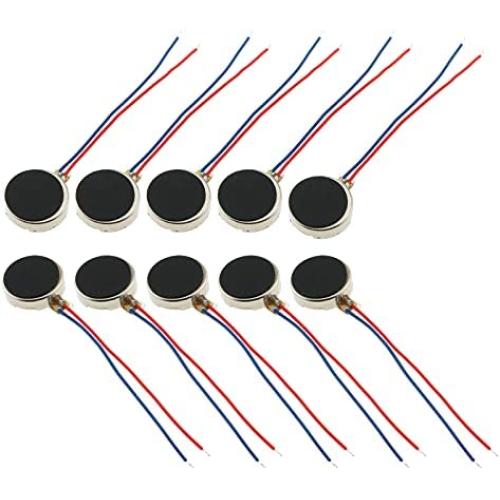 E-outstanding 10-Pack 1027 Mini Vibration Motor Two Wired DC 3V 12000rpm Flat Vibrating Moteur Button Motors for Mobile Phone Tablet Household Appliances 10x2.7mm