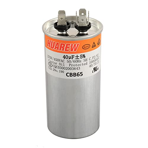 HUAREW 40 uF MFD ±5% 370V /450 V AC CBB65 AC Motor and Fan Starting Round Capacitor