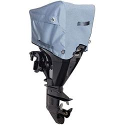 Boat Motor Cover (Sizes: 10hp - 300hp) - Heavy Duty 600D Diamond Polyester, Waterproof, Ventilated (Storage Bag Included)