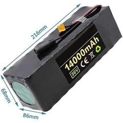Multinn 36V 14Ah E-Bike Lithium Battery Pack, Built-in BMS Board, with Capacity and Voltage Display, Comes with Charger, for 50-500W Motors,T