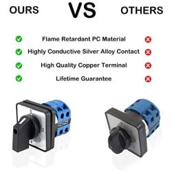 VictorsHome Changeover Switch SYW28-20 5 Positions 8 Terminals Universal Rotary Cam Selector Latching Switches 550V 20A