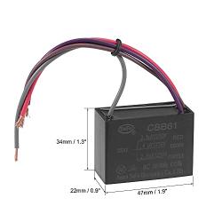 uxcell Ceiling Fan Capacitor CBB61 3.5/4/2.5uF 250V AC 4 Wires Metallized Polypropylene Film Capacitor 47x34x22mm for Electric Fan Pump Motor Generator 3Pcs