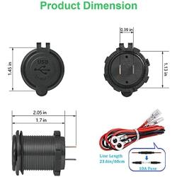 Quick Charge 3.0 Dual USB Charger Socket, Waterproof 12V/24V USB Outlet QC3.0 Fast Charger Socket with Touch Switch DIY Kit for Car, Golf Cart, Marine, Boat, RV, Motorcycle, Truck,etc(Green-2Pack)
