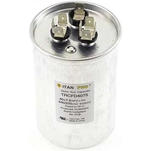 TITAN PRO TRCFD4075 Dual Rated Motor Run Capacitor Round MFD 40/7.5 Volts 440/370