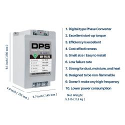 Single Phase to 3 Phase Converter, MY-PS-25 Model, Suitable for 20HP(15Kw) 60 Amps 200-240V 3 Phase Motor, DPS Should Be Used for One Motor Only, Input/Output 200V-240V, Digital Type