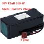 Jieoto 36V 12Ah 10S 4P Ebike Lithium Battery Rechargeable Lithium-ION Battery Pack Fits for 200W 250W 350W 500W Electric Bicycles Motor with 20A BMS and 42V 2A Charger
