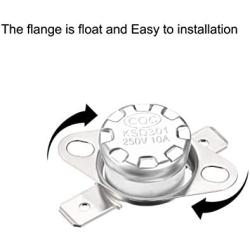uxcell KSD301 Thermostat 165°C/329°F 10A Normal Closed N.C Adjust Snap Disc Temperature Switch for Microwave,Oven,Coffee Maker 5pcs