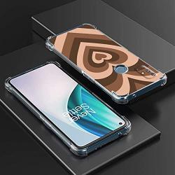 Compatible with One Plus Nord N10 5G Brown Heart Case,Brown Love Heart Painting Art Coffee Latte Swirls Valentines Phone Case for Men Women Girl,Soft TPU Cool Trendy Case for One Plus