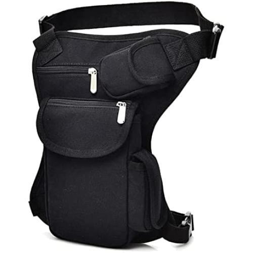 Augot Canvas Drop Leg Bag for Men Women, Multifunction Tactical Thigh Drop Leg Thigh Bag, Thigh Fanny Pack Motorcycle Leg Bag, Drop Hip Bag Thigh Purse for Men Women Outdoor Motor Bike Cycling Hiking