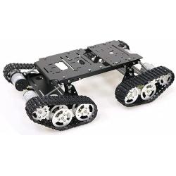 4WD Metal Shock Absorption Tank Car Chassis, Smart Crawler Robot Kit 4pcs High Torque DC Motor with Damping System DIY for Arduino Education