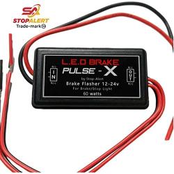 NEW LED Brake Pulse X Flasher by Stop-Alert - Universal Speed Light Strobe Controller Module Relay, LATEST GENERATION Tail Light & Stop bulbs. for Cars, Trucks, Motorcycles - 60 watts - LED