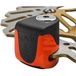 Kovix KS6 Ultra Portable Steel Disc Brake Lock 120dB Alarm 6mm Pin IP67 Easy Push-to-lock Waterproof for Motorcycle Scooter E-Bike Fluorescent Orange