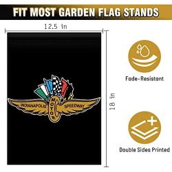 Indy 500 Flag - Indy 500 Garden flag, Indy 500 Decorations, Indianapolis Motor Speedway Flag Garden Flag (Black)