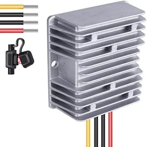Golf Cart 48V to 12V Converter DC Voltage Buck Reducer Transformer Voltage Regulator IP68 with Fuse for Yamaha Club Car EZGO (240W 20A)
