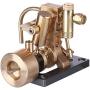 Teerwere Stirling Engine Motor Mini Inline Double-Cylinder Swing Steam Engine Model for Within 40cm Retro Boat Models Physics Steam Power Toy (Without Boiler) (Color : Gold, Size : One Size)