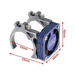 DKKY Aluminum Motor Cooling Fan 40-43mm Adjustable Dual Motor Mounts for ARRMA Axial TRAXXAS 1/10 RC Car 4274 4068 4268 Motor (Titanium Blue)