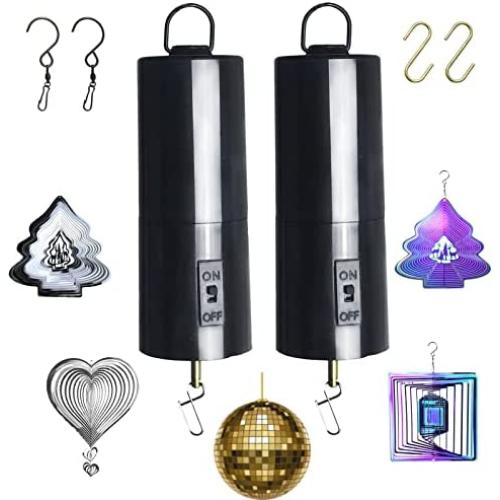 WINUSD 2PCS Wind Spinner Motor, Hanging Display Rotating Motor 28 RPM Multi-Purposes for Hanging Garden Spinners and Wind Chimes ,Indoor & Outdoor Use (Black)