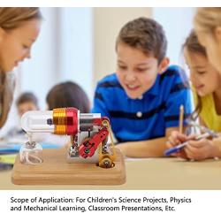 Hot Air Stirling Engine, Education Toy Electricity Power Generator Solid Metal Construction Engine Model Free Piston Physics Science Experiment Toy for Laboratory