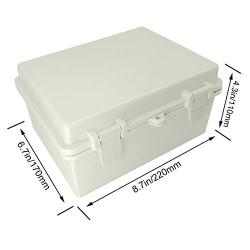 LMiEtool Junction Box, ABS Plastic, IP65 Waterproof Dustproof Universal Electrical Enclosure, Hinged Shell Outdoor and Indoor Usage Project Box, 8.7