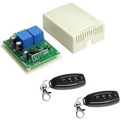 QIACHIP 12V Wireless RF Remote Control Relay Module Switch Receiver 2-Channel 433Mhz with 4 Smart Transmitters for DC Motor, Entrance Control 164ft Long Range(KR1202)