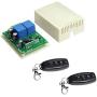 QIACHIP 12V Wireless RF Remote Control Relay Module Switch Receiver 2-Channel 433Mhz with 4 Smart Transmitters for DC Motor, Entrance Control 164ft Long Range(KR1202)