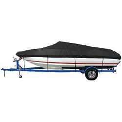 iCOVER Trailerable Boat Cover- 14-16 Waterproof Heavy Duty Marine Grade Canvas Fits V-Hull-Fish&Ski-Pro-Style-Fishing Boat-Runabout-Bass Boat- up to 14ft-16ft Long and 68