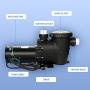 Anbull 1.5HP 6480GPH Pool Pump, Powerful Self Priming Dual Voltage in/Above Ground Swimming Pool Pump with Strainer Basket (1100W/60HZ)
