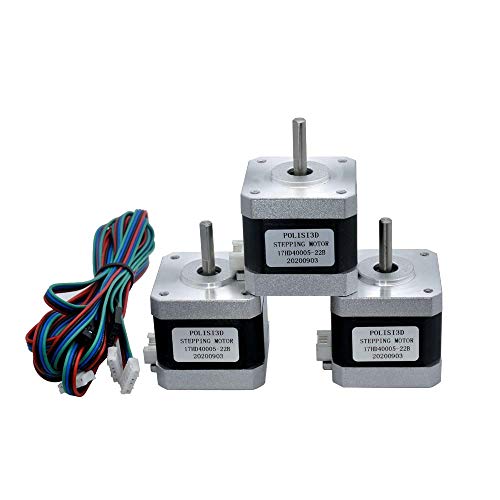 POLISI3D 3-Pack High Torque 42N.cm 3D Printer Motors Nema 17 Stepper Motor 42 Stepping Motor 1.5A 1.8 Degree 2 Phase 4-Lead with 1m Cable and Dupont Connector (3)