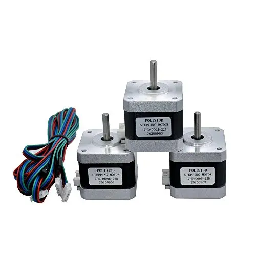 POLISI3D 3-Pack High Torque 42N.cm 3D Printer Motors Nema 17 Stepper Motor 42 Stepping Motor 1.5A 1.8 Degree 2 Phase 4-Lead with 1m Cable and Dupont Connector (3)