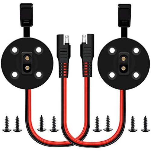12AWG SAE Solar Power Socket Sidewall Port,[2 Pack] Weatherproof SAE Quick Connect Solar Panel Connector,SAE Female to Male Extension Cable Panel for Solar Generator Motorcycle Generator and More