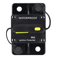 80 Amp Circuit Breaker,with Manual Reset,12V-48V DC, for Car Marine Trolling Motors Boat ATV Manual Power Protect and Automotive Marine Boat Audio System Protection