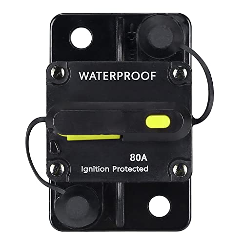80 Amp Circuit Breaker,with Manual Reset,12V-48V DC, for Car Marine Trolling Motors Boat ATV Manual Power Protect and Automotive Marine Boat Audio System Protection